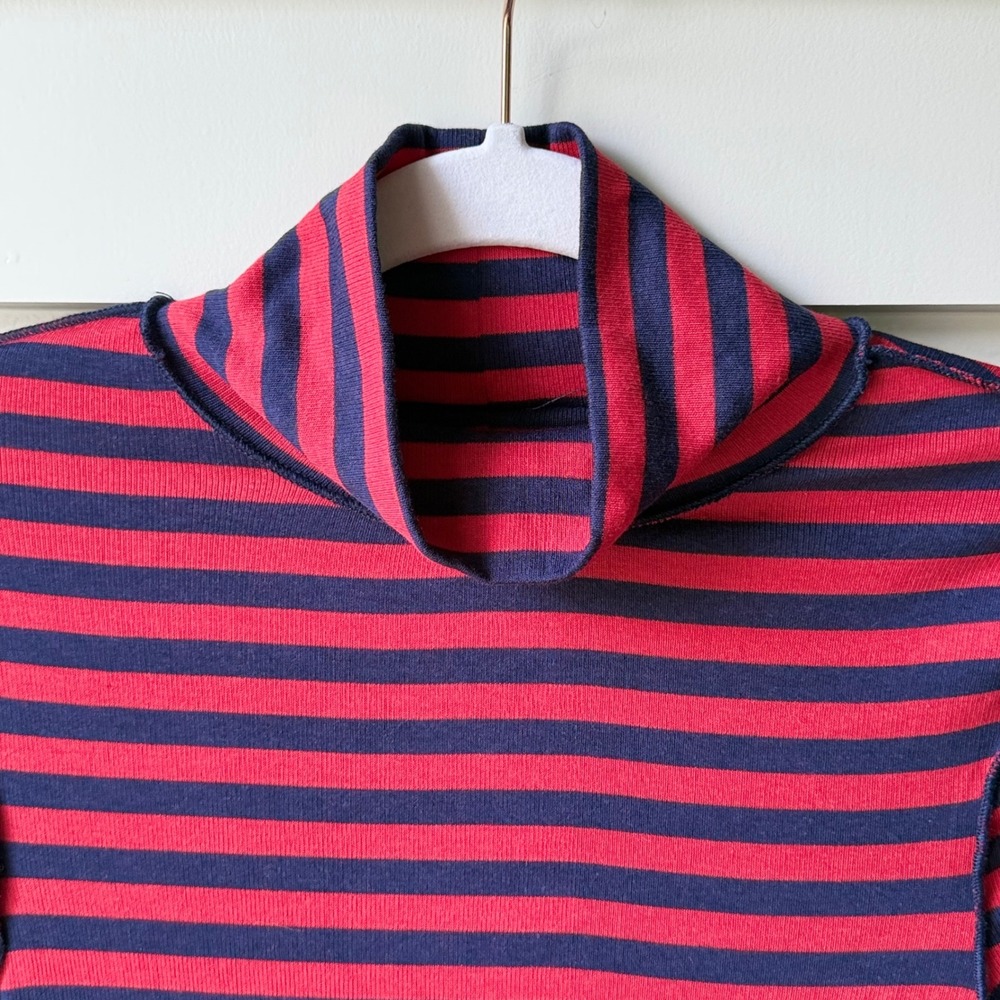 We The Free Free People Americana Combo Striped Turtleneck Red Blue Small NWT - Picture 3 of 11